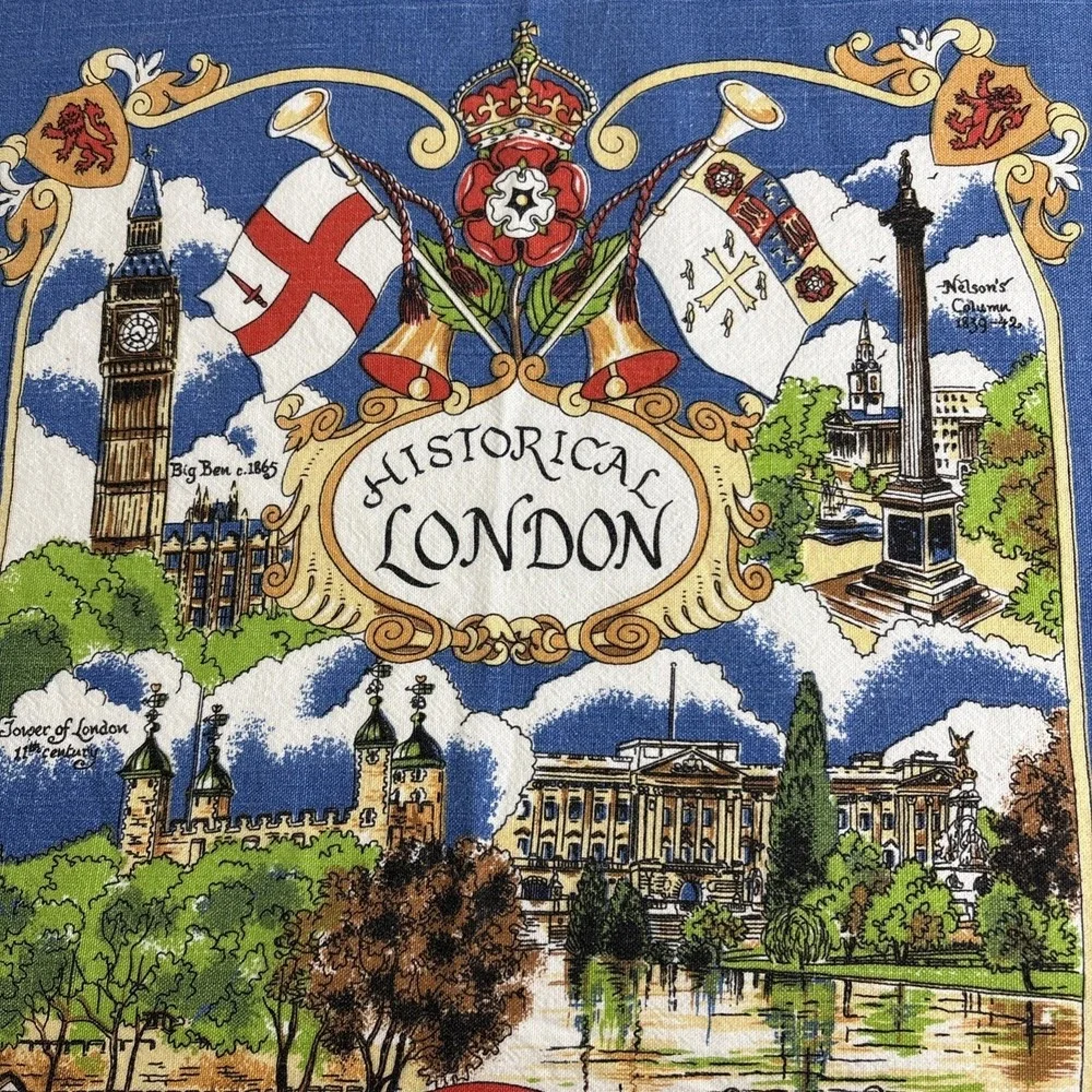 Vintage‎ Sally Jayne London Tea Towel Textiles British Made Historical
